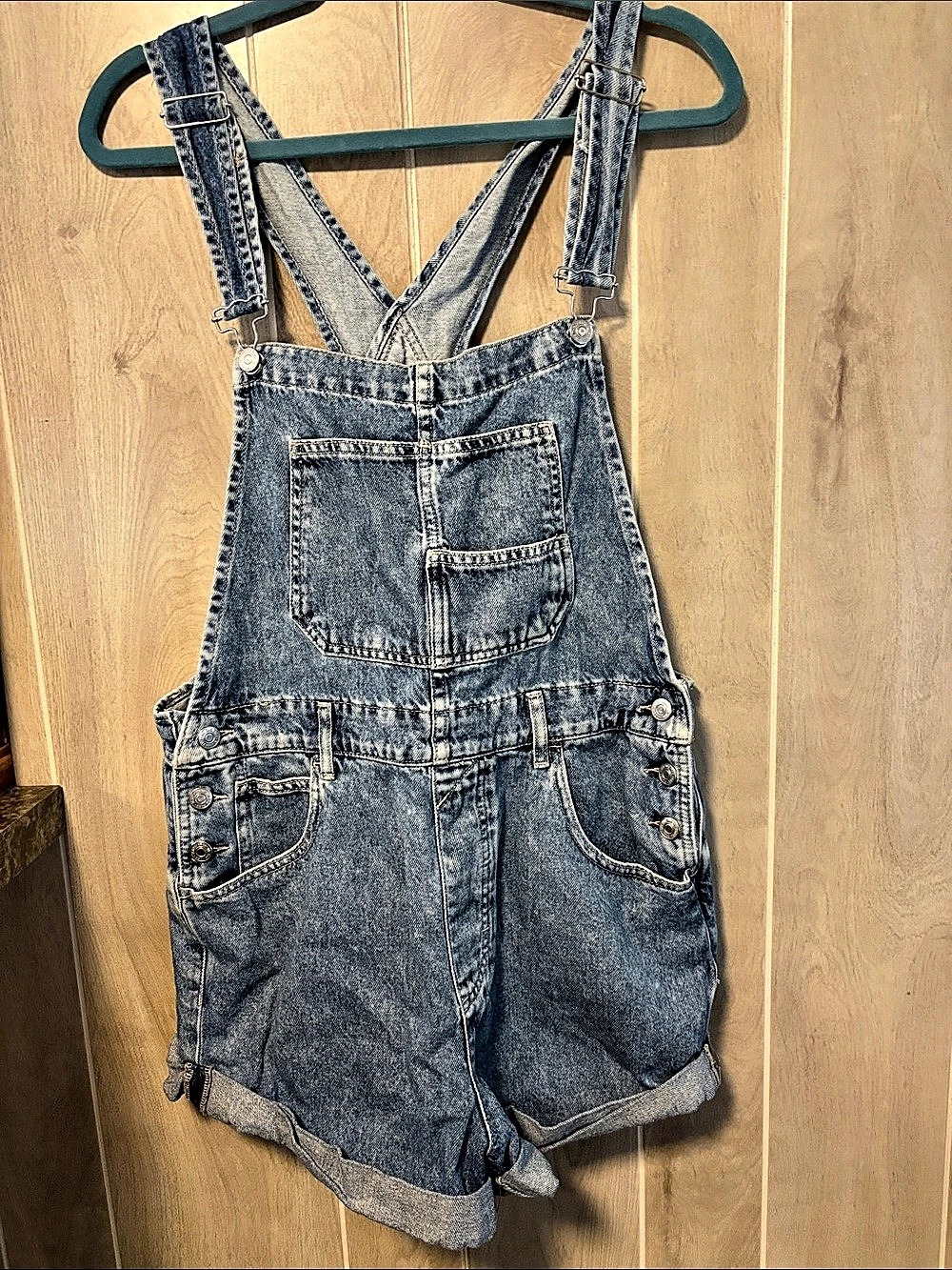 Free People We the Free Denim Short Overalls Jean Size M Oversized